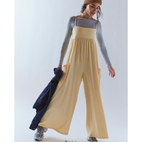 FP Movement by Free People Pants - FP Movement by FP Hot Shot Strappy Onesie in Sunlit Yellow Sz M NWT $80R
